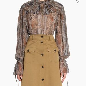 Saint Laurent Paisley Ruffle Skirt & Blouse Set